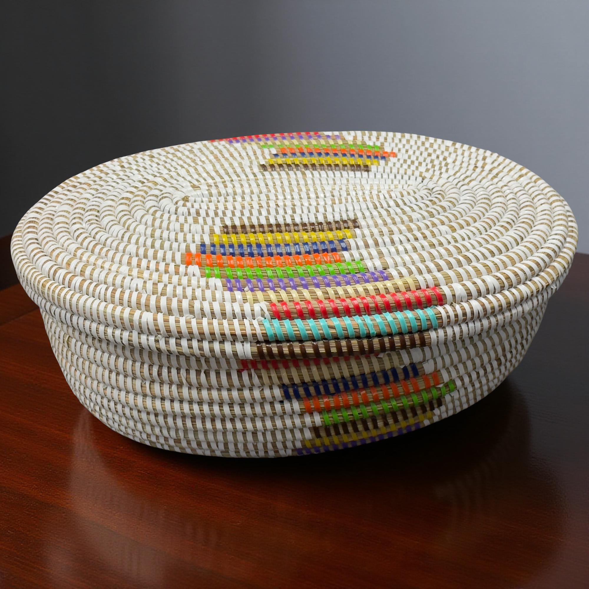 Handwoven Senegalese Oval Storage Baskets with Lid