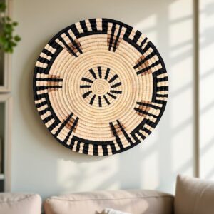 Raffia and Banana Leaves Wall Plate Mat in Natural,Black Brown - Various Sizes