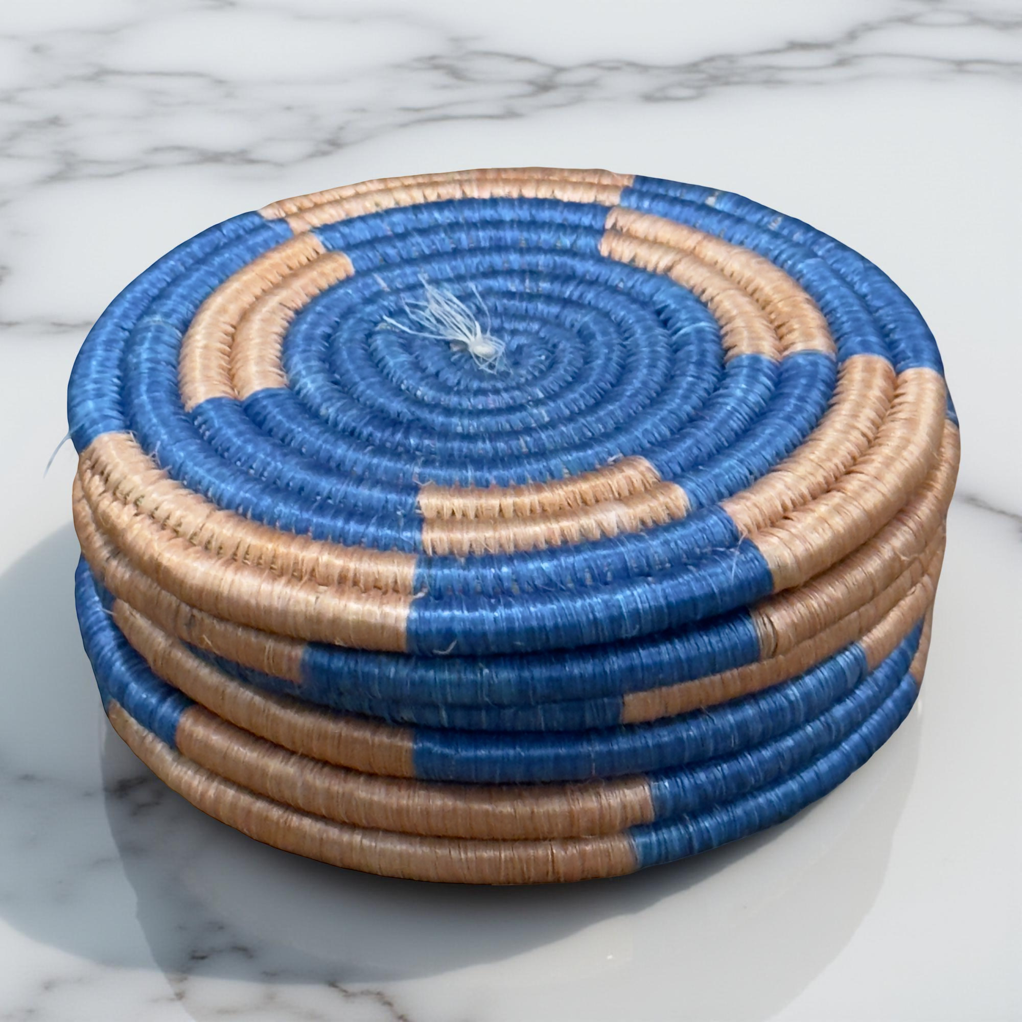 Handwoven Sisal Coasters - Set of 6 - Artisan Made in Kenya - 4 Inch Round Drink Mats - Image 2