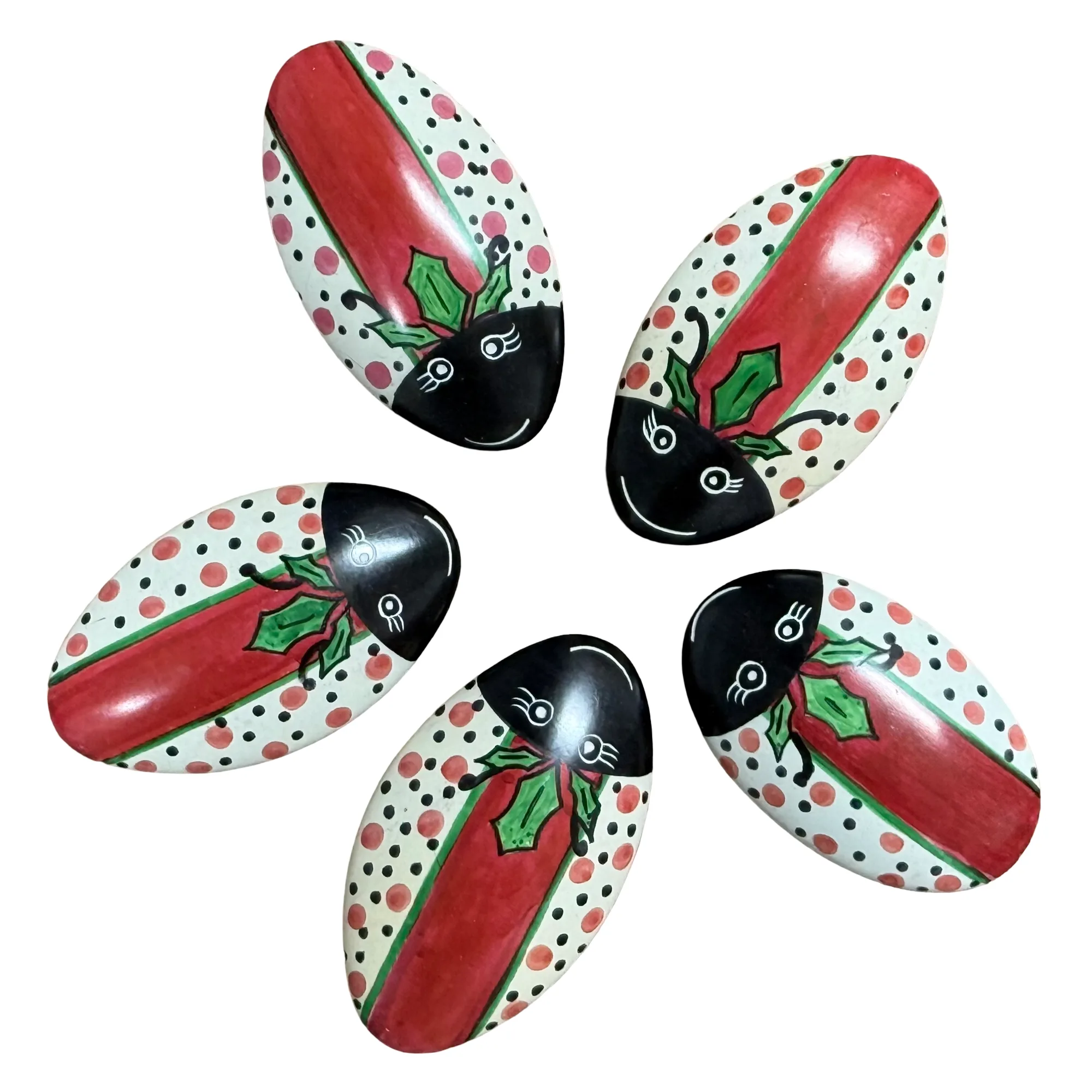 Festive Handpainted Soapstone Christmas Decor for Holiday Tablescaping - Set of 5 - Image 4