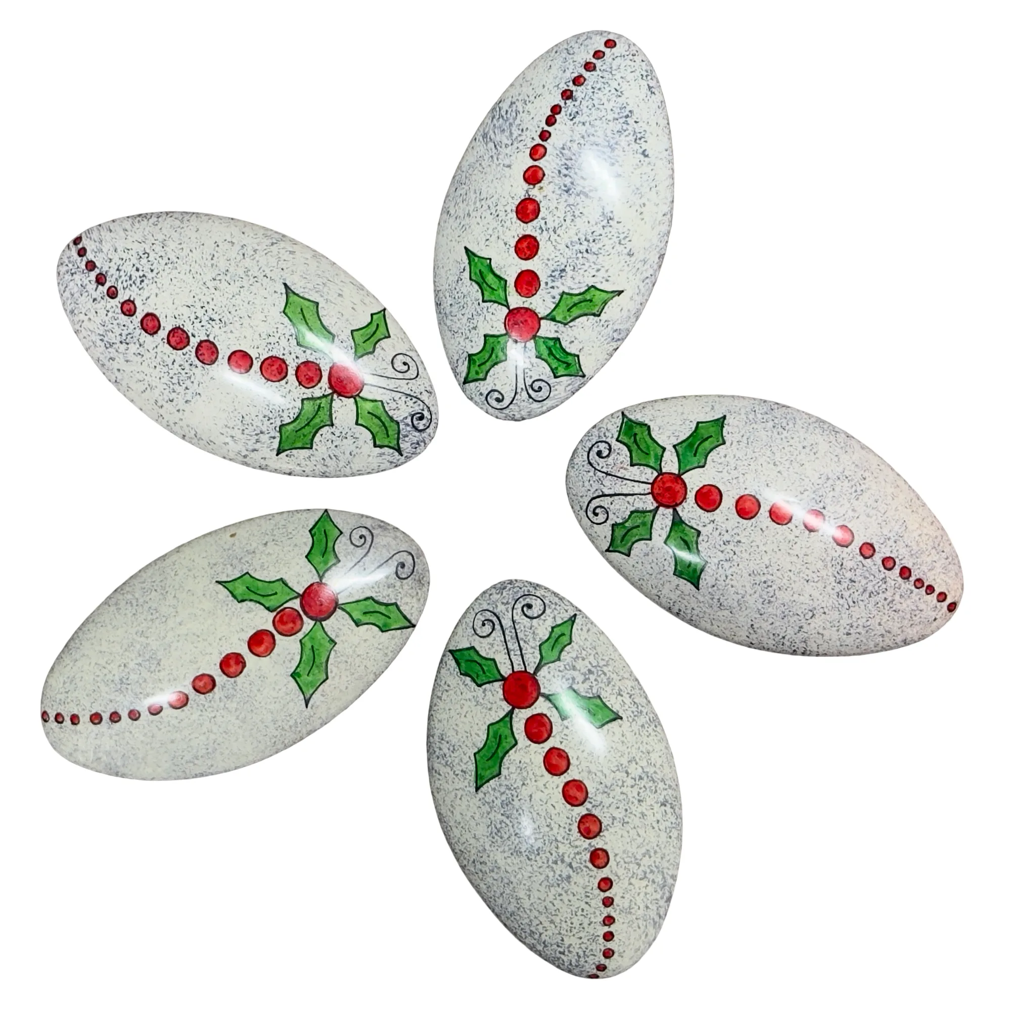 Festive Handpainted Soapstone Christmas Decor for Holiday Tablescaping - Set of 5 - Image 6