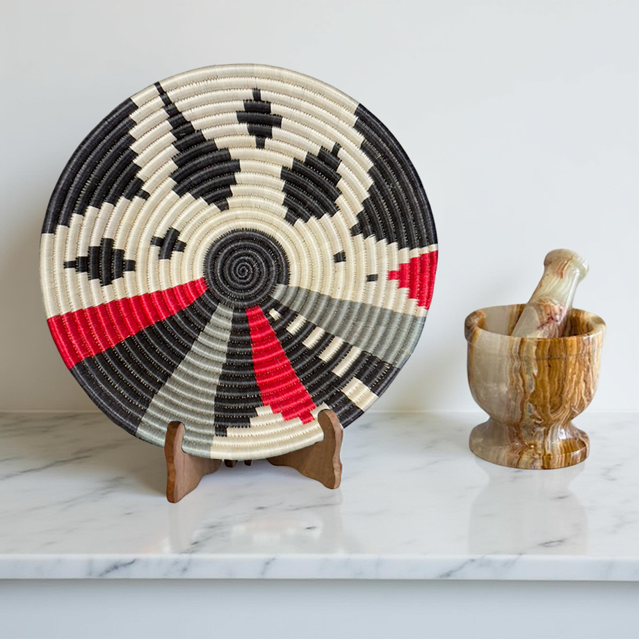 Handwoven Sisal African Basket Bowls in Red, Black, Slate Grey - Various sizes
