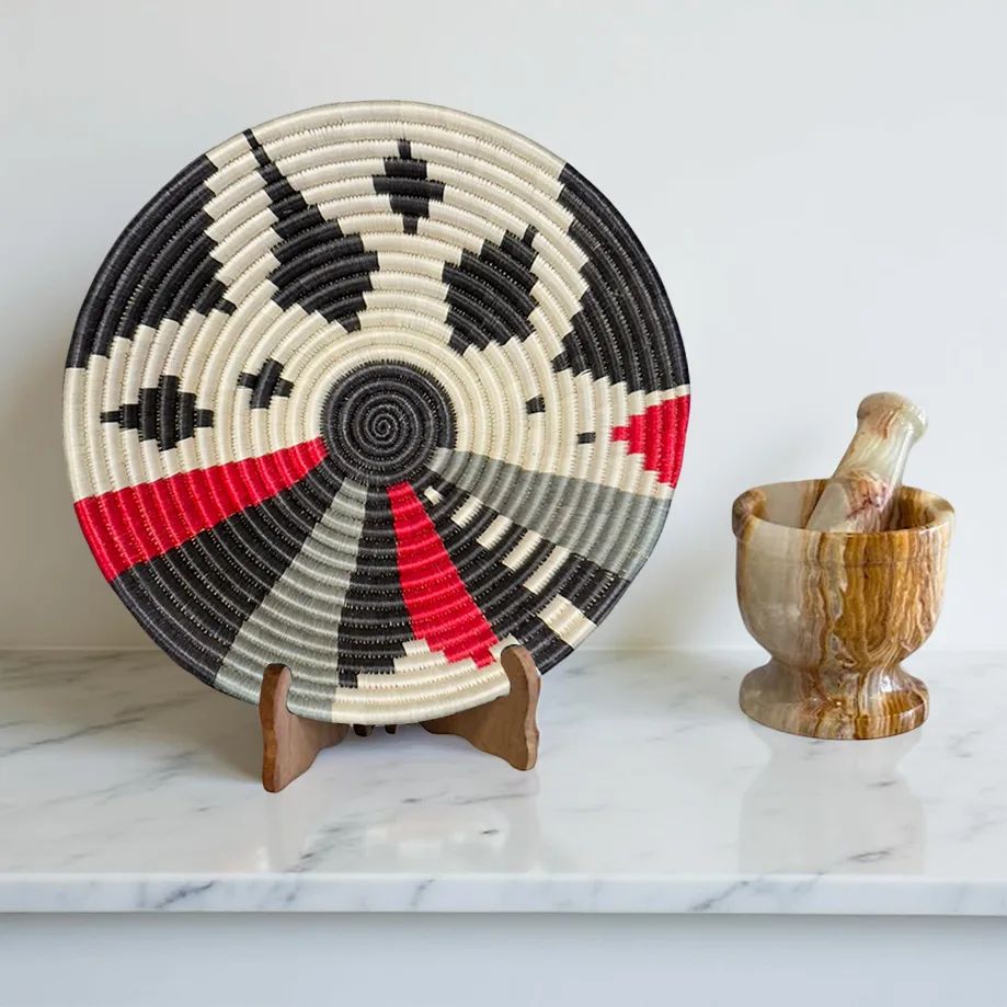 Handwoven Sisal African Basket Bowls in Red, Black, Slate Grey - Various sizes