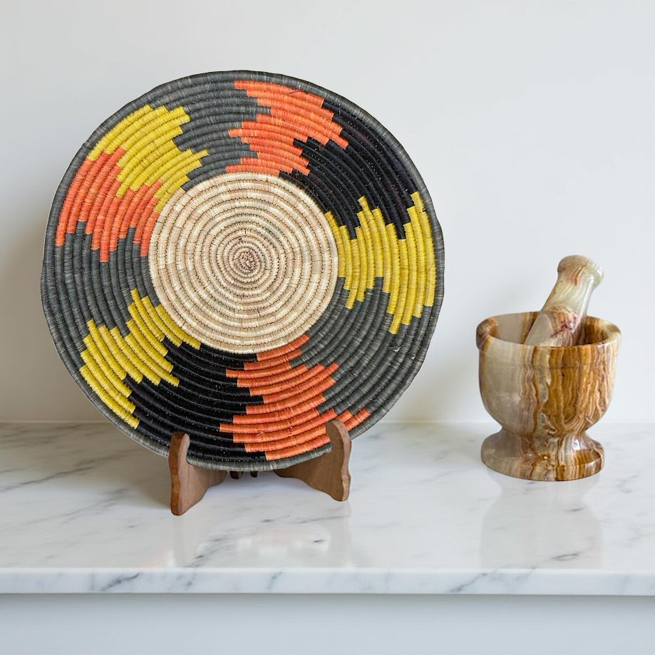 Handwoven Raffia Ugandan Toro African Basket Bowls with Geometrical Designs - Various Colors - Image 8
