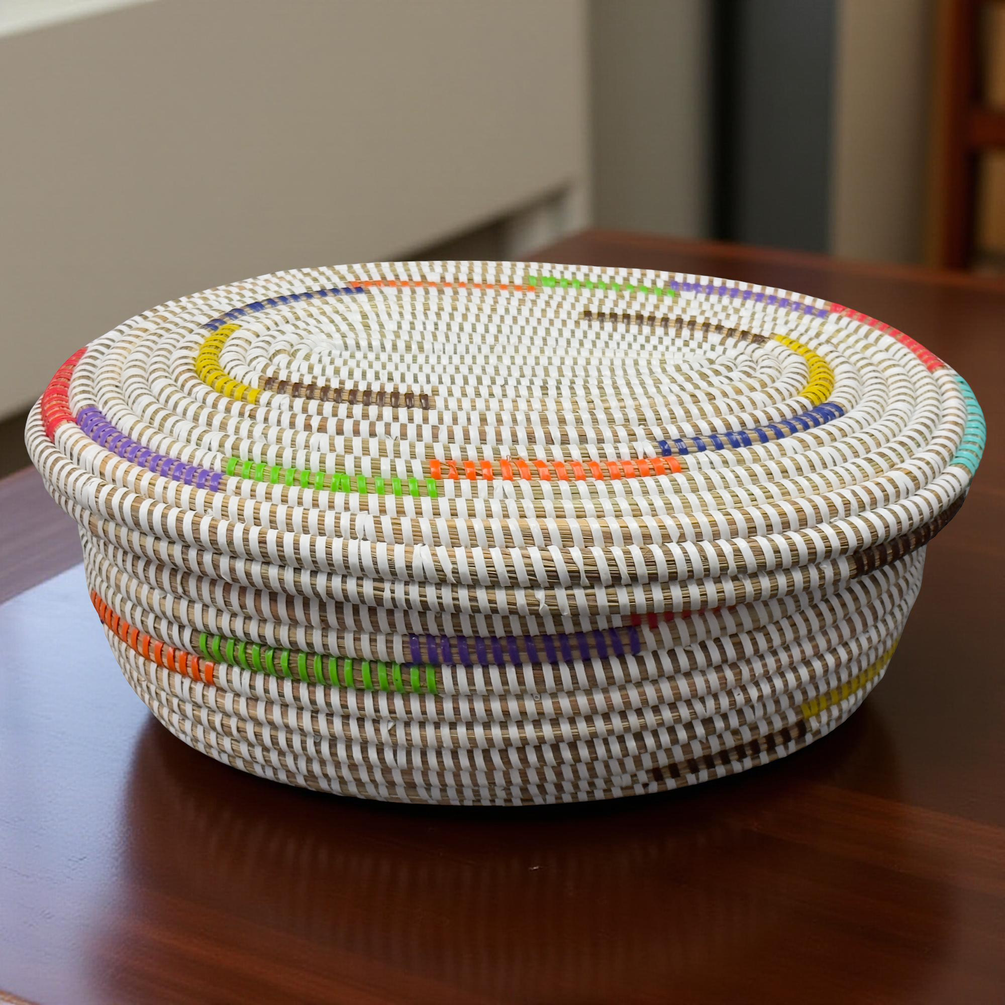 Handwoven Senegalese Oval Storage Baskets with Lid - Image 4