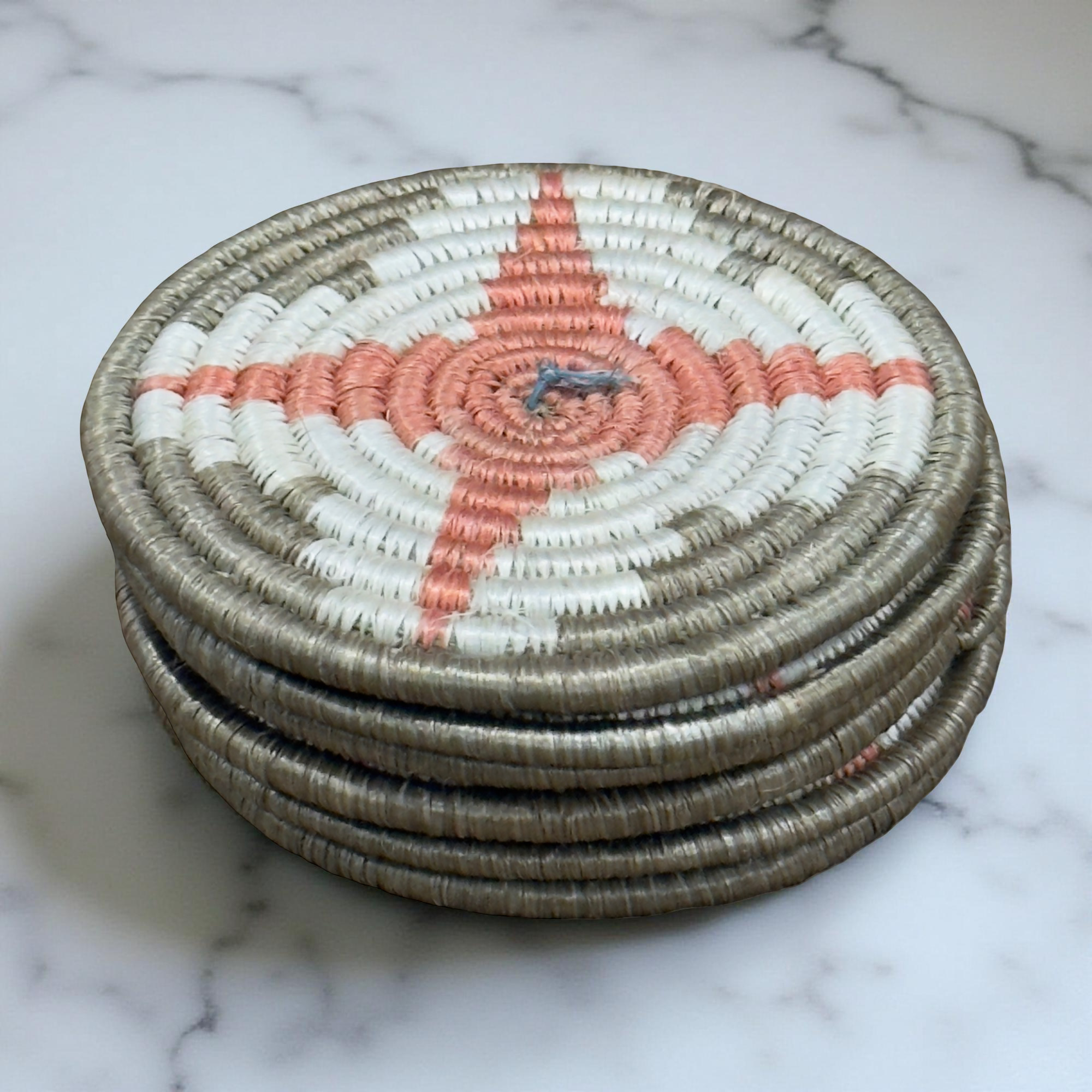 Handwoven Sisal Coasters - Set of 6 - Artisan Made in Kenya - 4 Inch Round Drink Mats - Image 4
