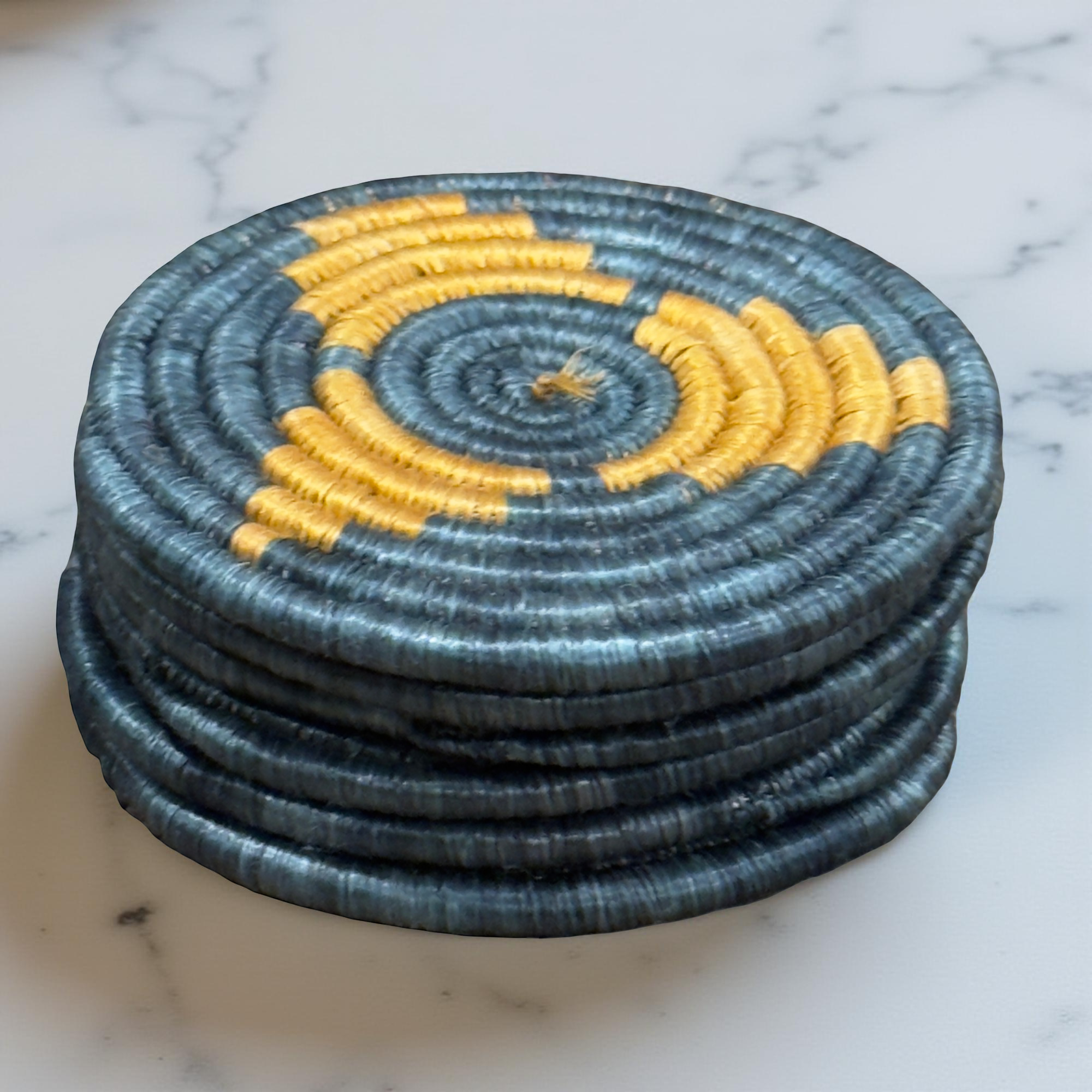 Handwoven Sisal Coasters - Set of 6 - Artisan Made in Kenya - 4 Inch Round Drink Mats - Image 3
