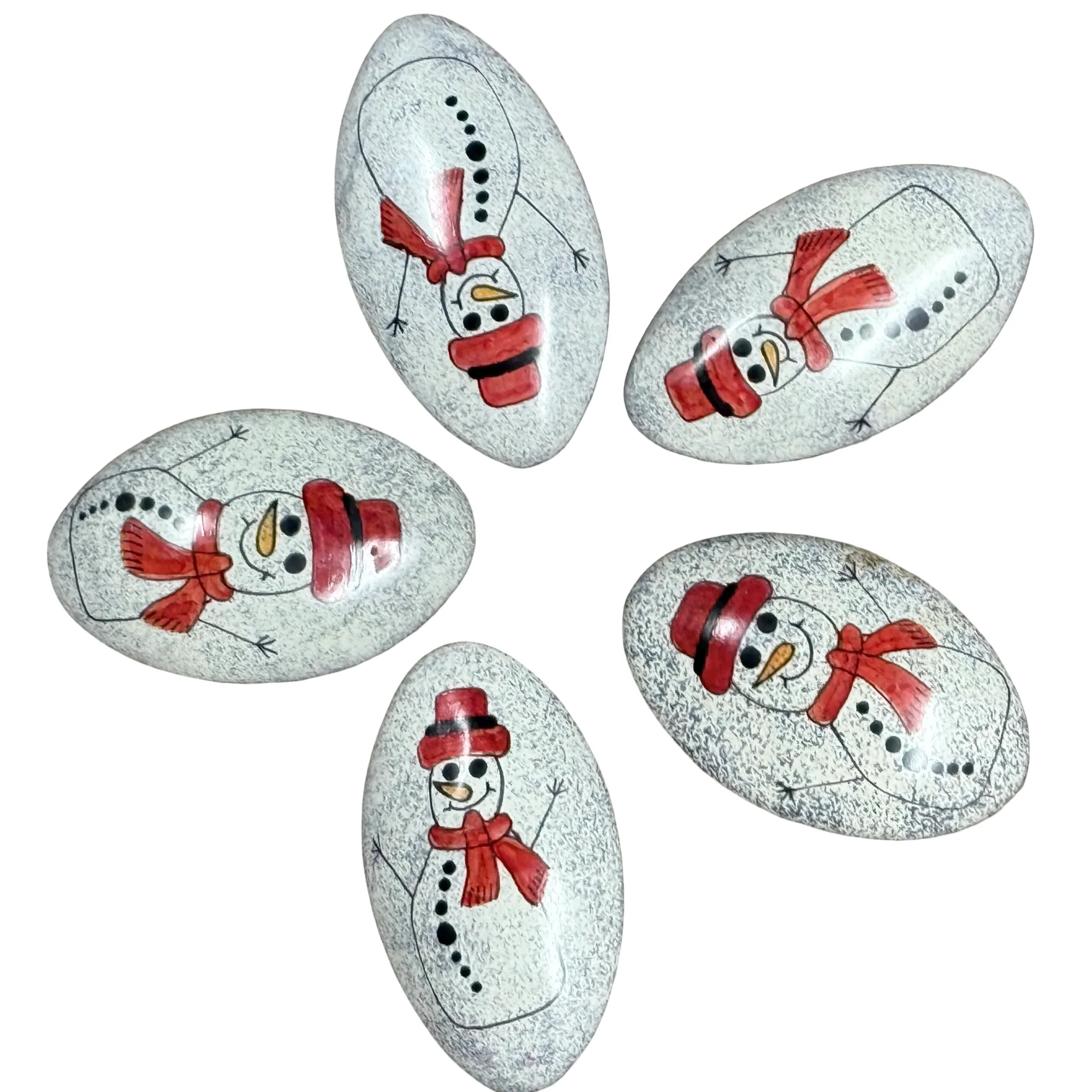 Festive Handpainted Soapstone Christmas Decor for Holiday Tablescaping - Set of 5 - Image 3