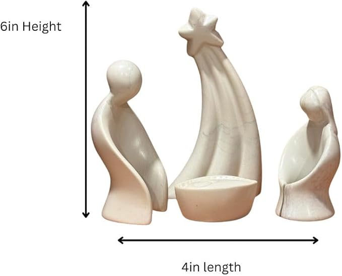 Natural Kisii Soapstone Nativity - Holy Family & Star - Image 6