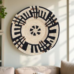 Handwoven Raffia Wall Plate Mat in Natural,Black Brown - Various Sizes