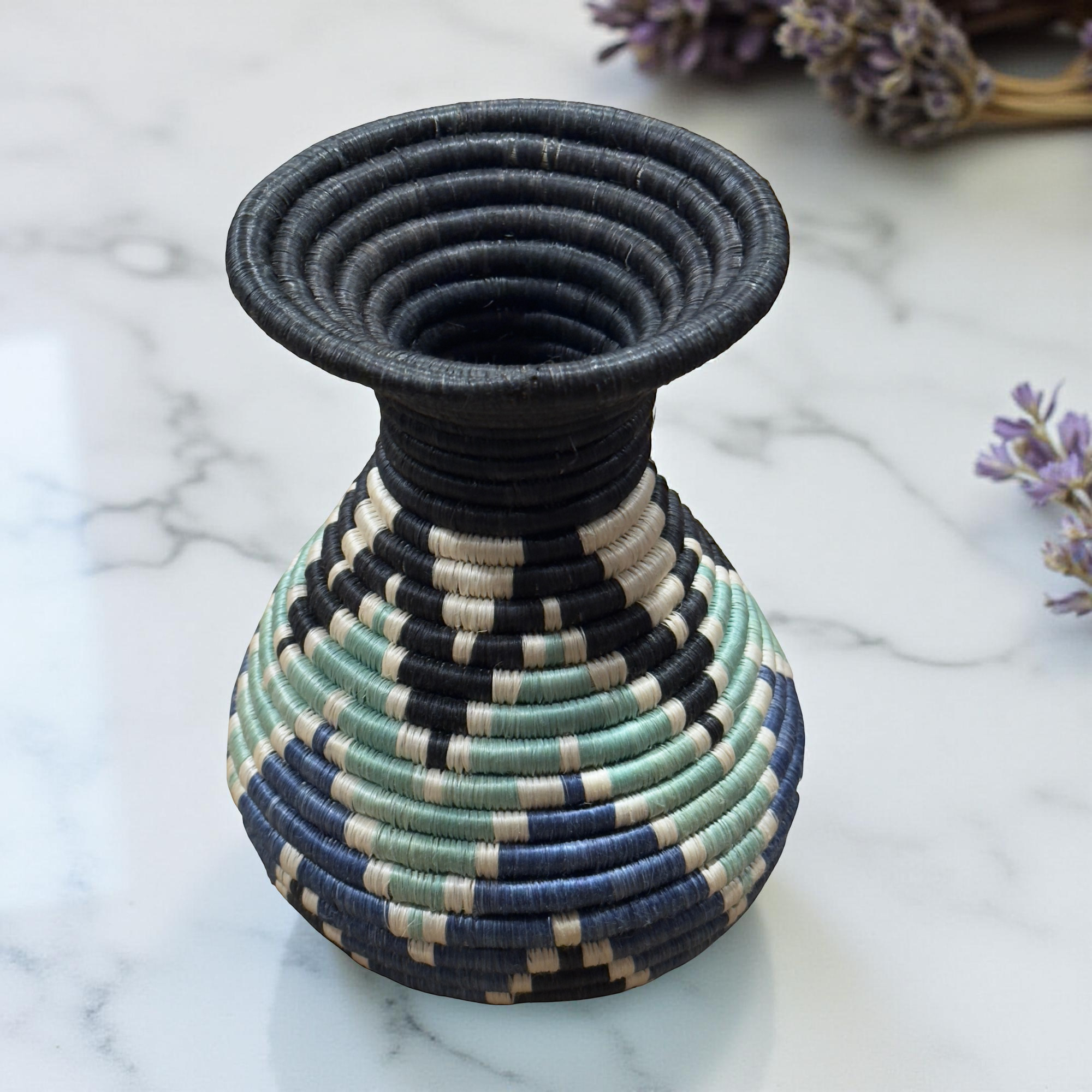 Handmade Sisal Basket Vases (Blue,Teal,Black)