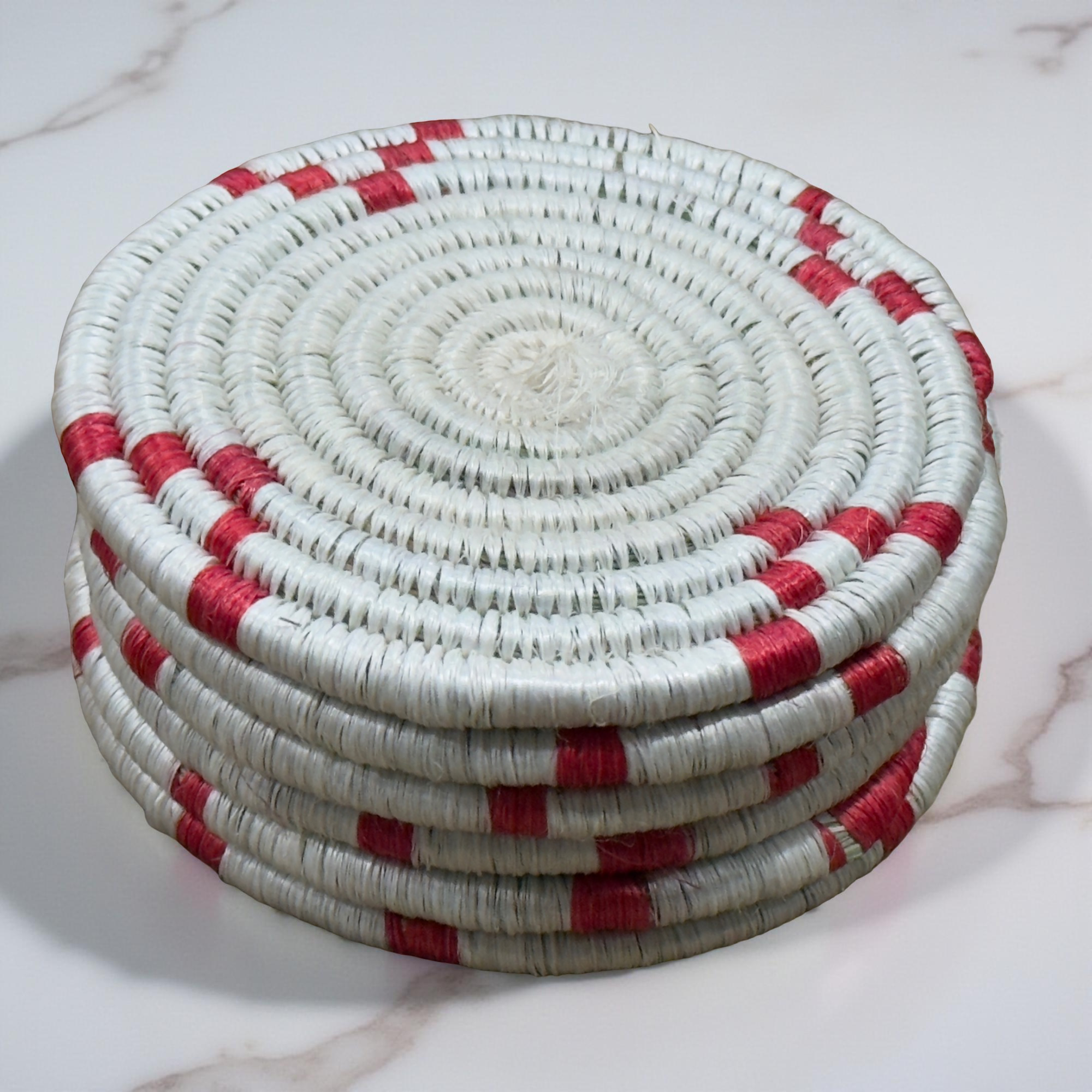 Handwoven Sisal Coasters - Set of 6 - Artisan Made in Kenya - 4 Inch Round Drink Mats - Image 6