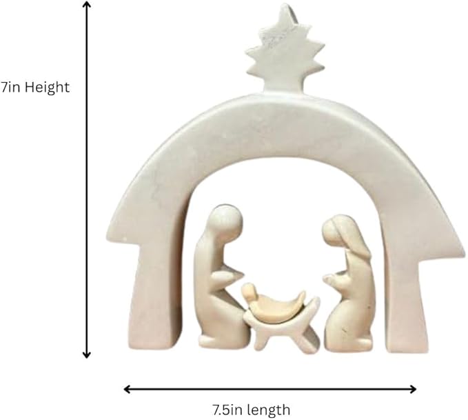 Natural Kisii Soapstone Nativity Set, Hand-Carved Religious Christmas Decor, Kenya Handmade Holy Family & Arch Figurines - Image 7