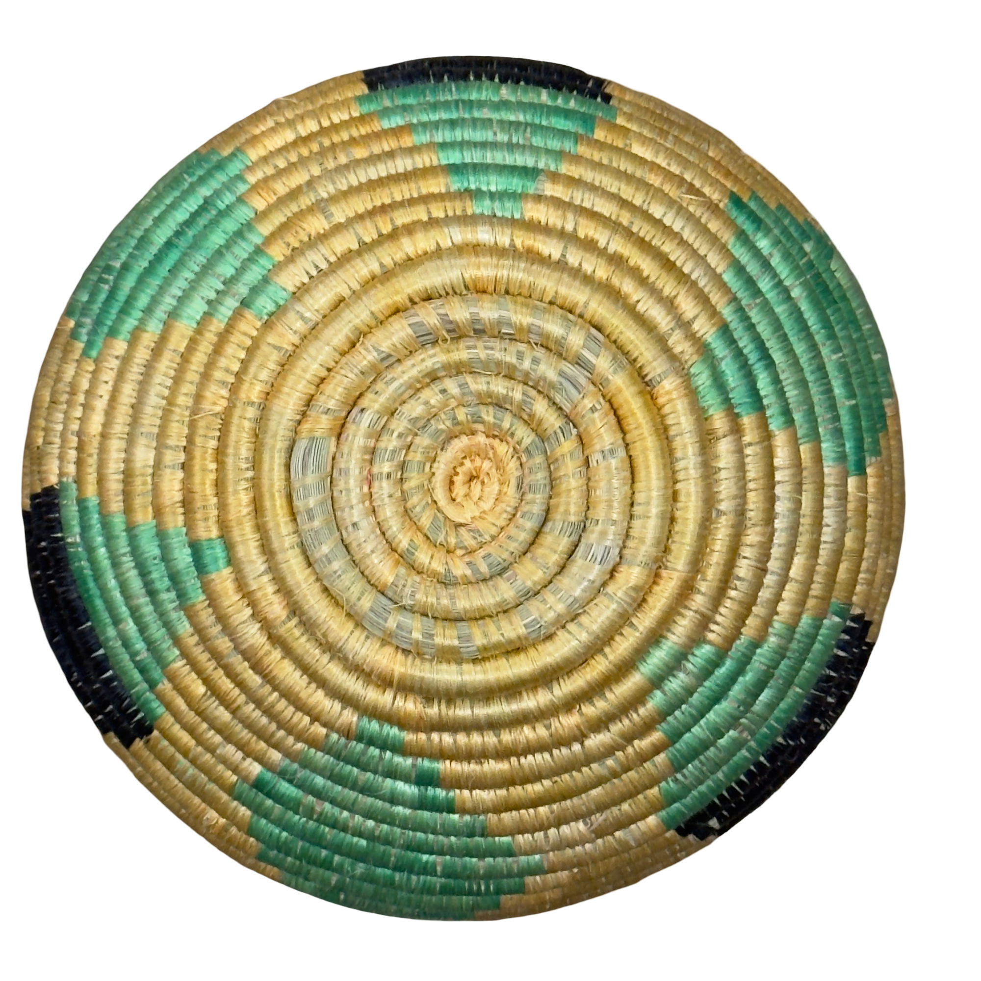 Handwoven Sisal Floral Vases in a Tan, Sea Green, and Black - Image 2