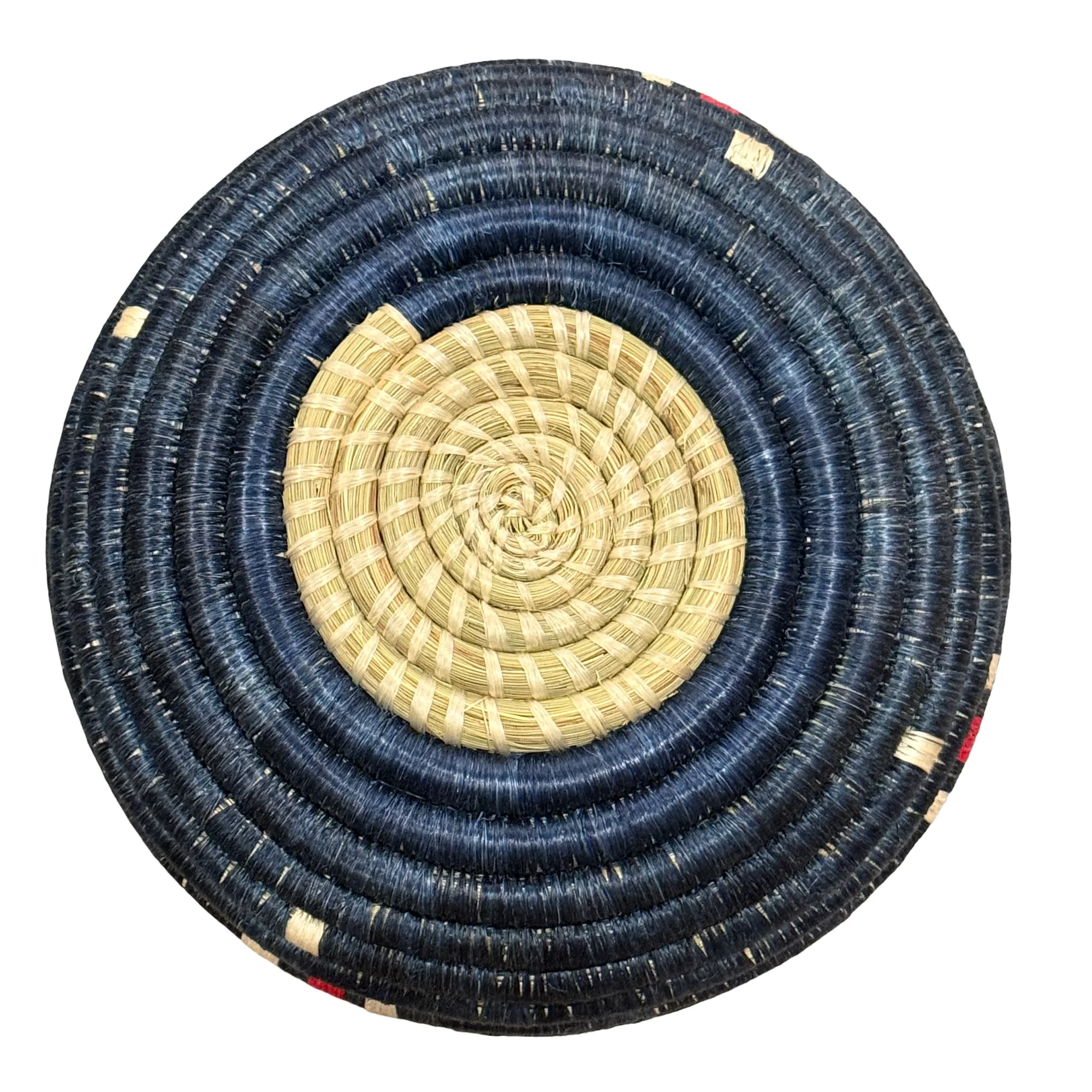 Handwoven Sisal Floral Vases in dark blue and red - Image 5