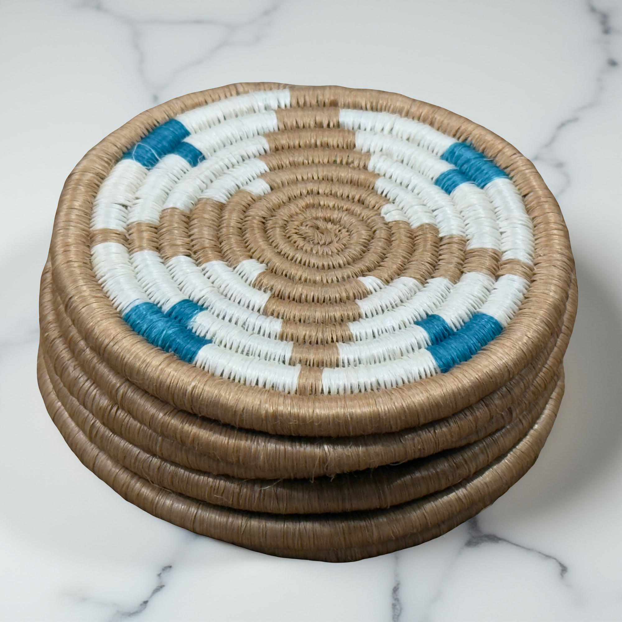 Handwoven Sisal Coasters - Set of 6 - Artisan Made in Kenya - 4 Inch Round Drink Mats - Image 8