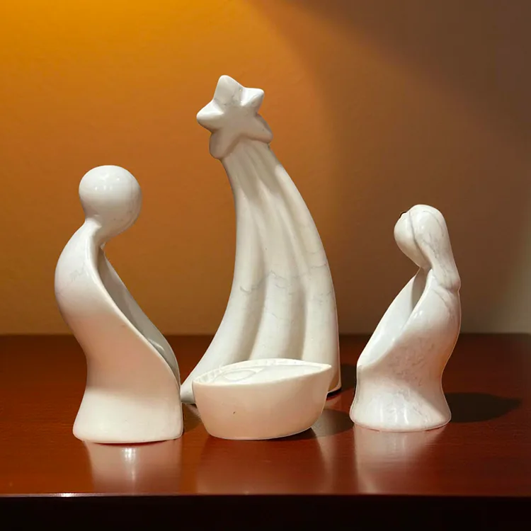 Natural Kisii Soapstone Nativity - Holy Family & Star