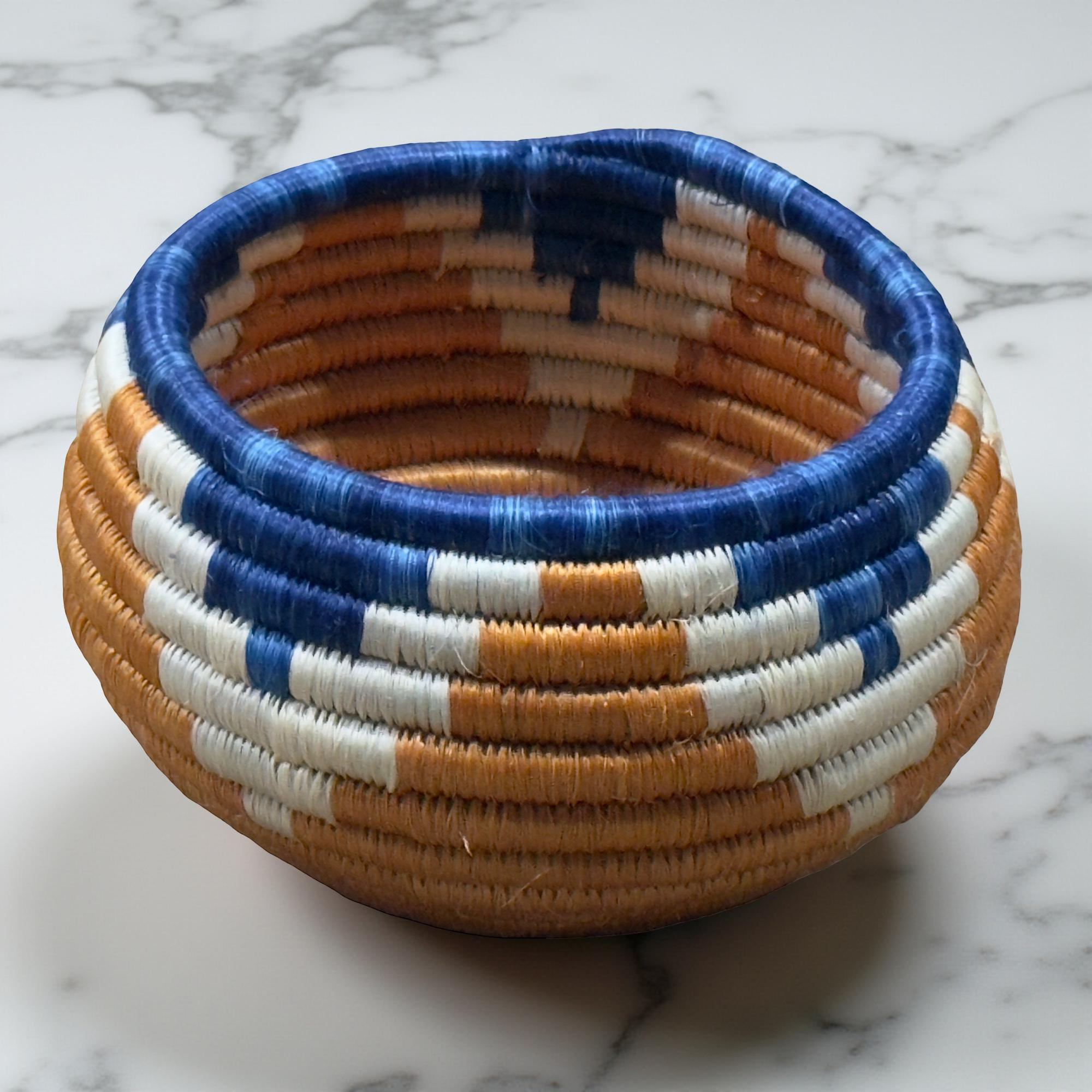 Handwoven Trinket Baskets for Small item Storage and Organizing in Teja and Dark Blue