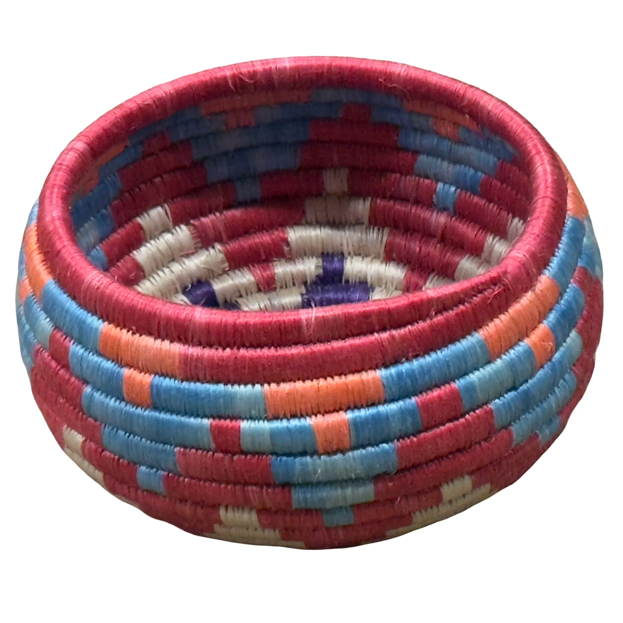 Handwoven Trinket Baskets for Small item Storage and Organizing in Magenta,Purple and Blue - Image 2
