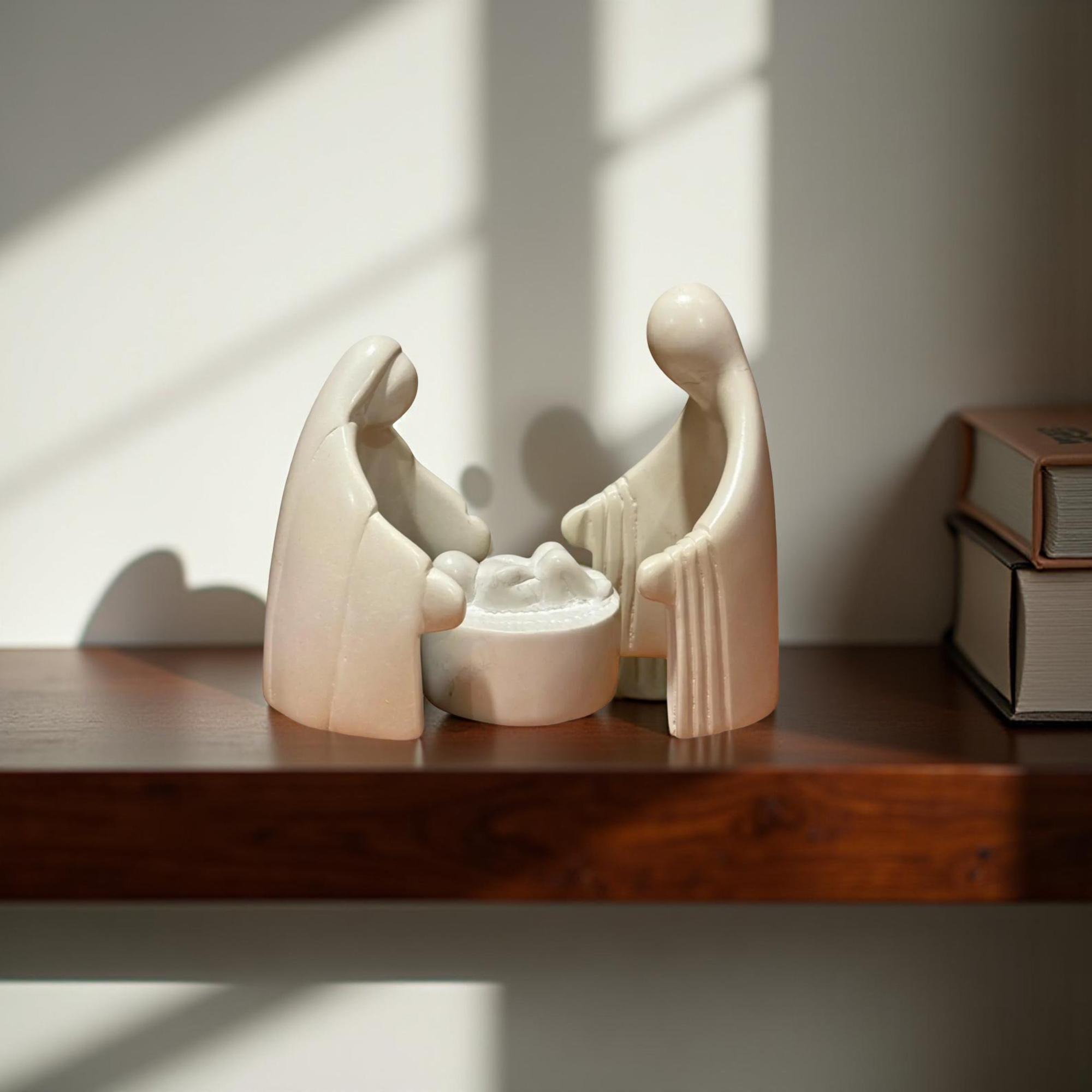 Three Piece Natural Kisii Soapstone Nativity - Encircle - Image 3