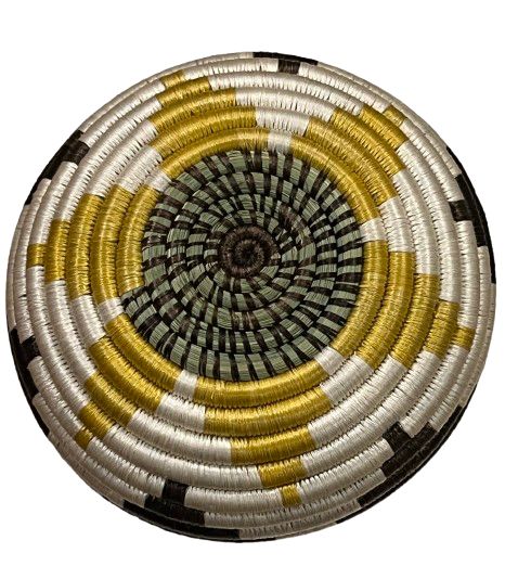 Handwoven Sisal Basket Vase, Natural, Yellow and Brown - Image 3