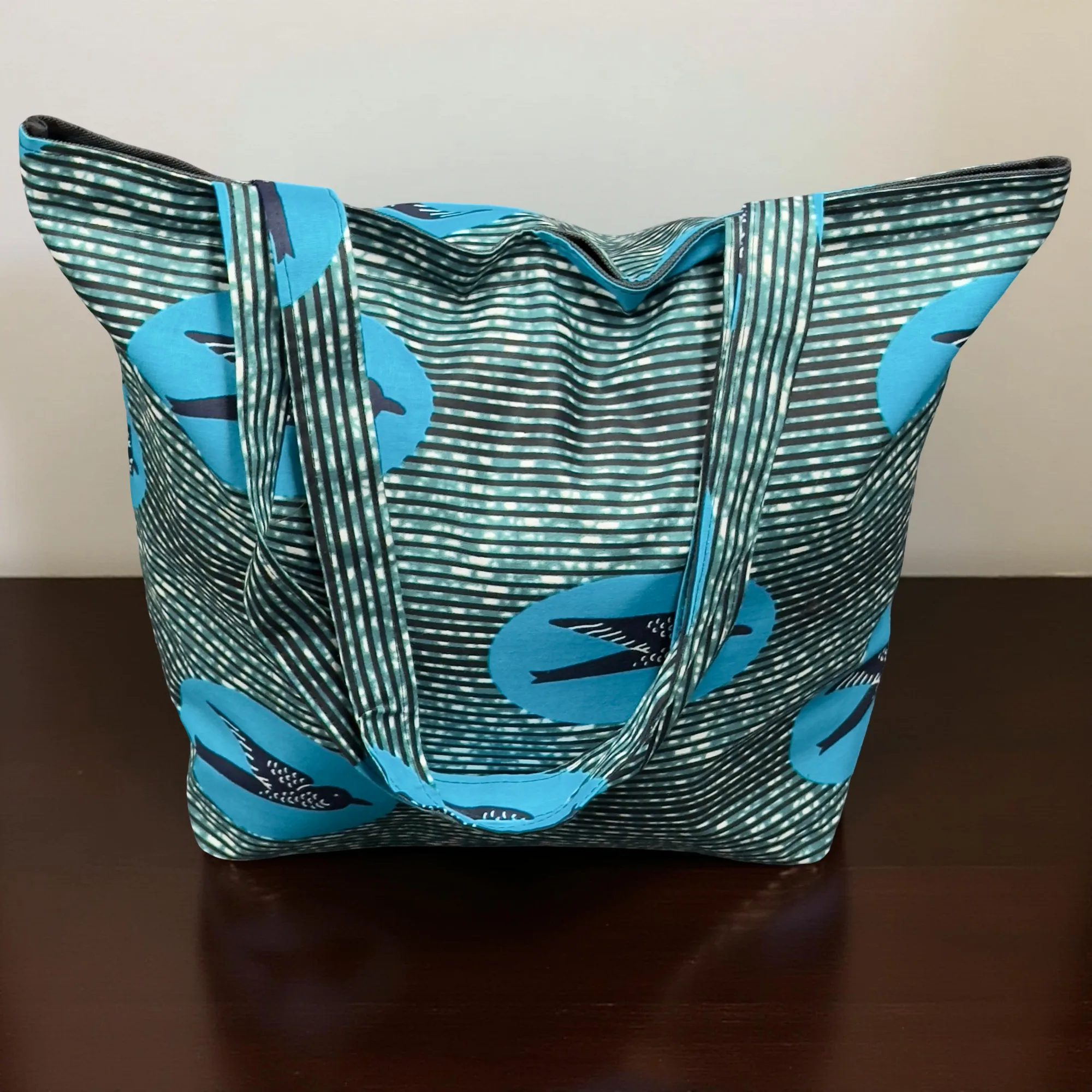 Colorful Ankala African Tote Bag with Liner, Inner Pocket and Zip - Animal Patterns - Image 3