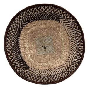Tonga Basket with a Square and Flower Design - 15 Inches