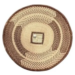 Tonga Basket with Circular Weave Pattern Design - 15 Inches