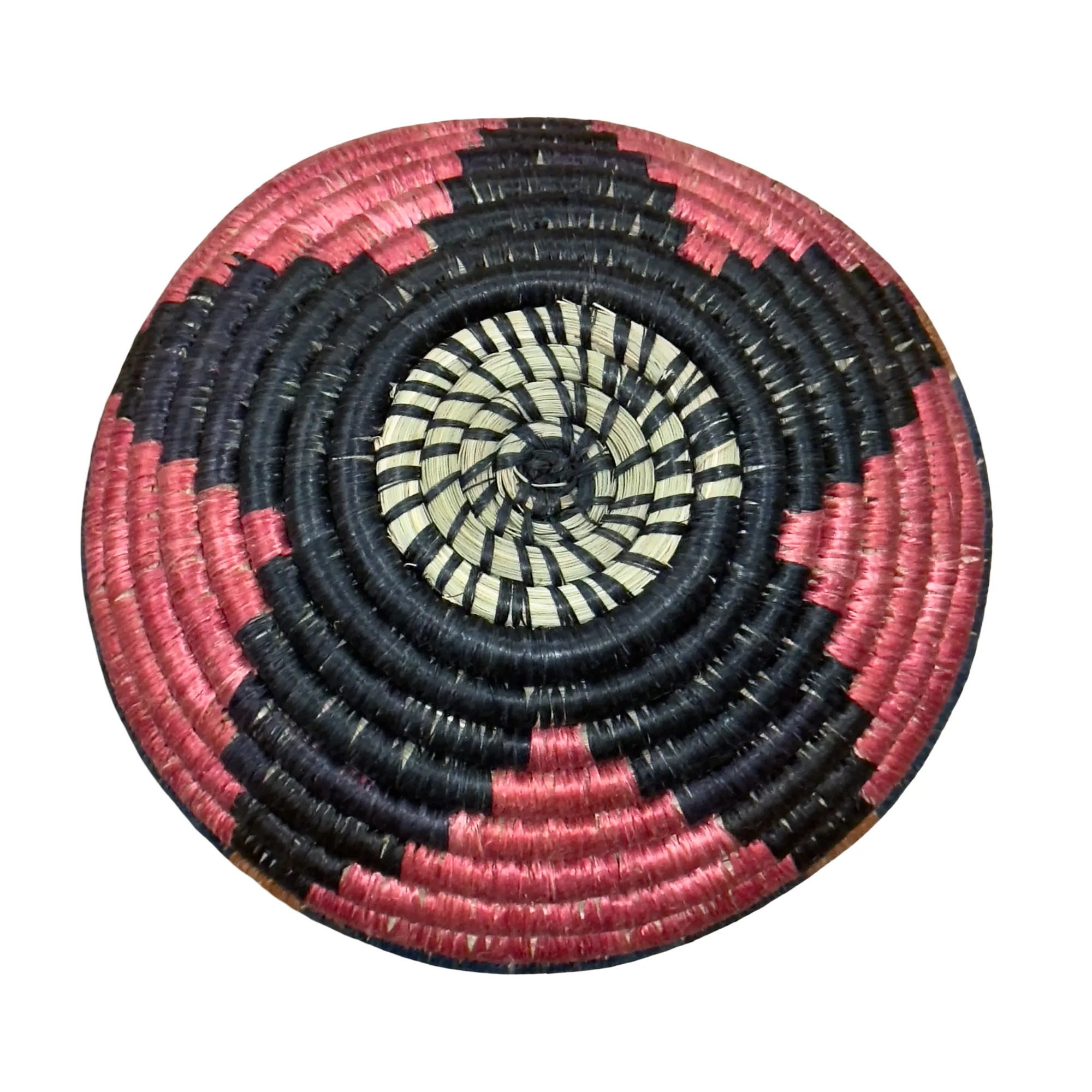 Handwoven Sisal Floral Vases in Tan, Blue and Black - Image 2