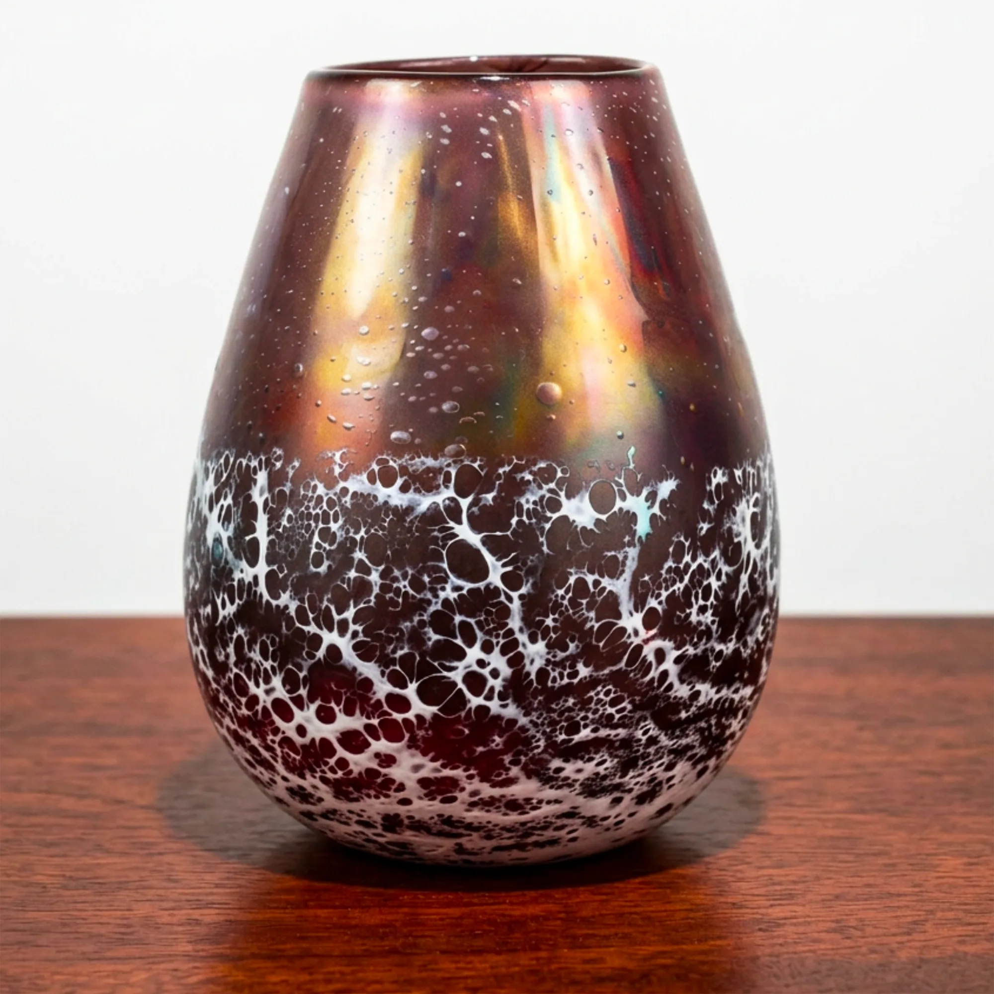 Upcycled Maroon Painted Glass Floral Vase