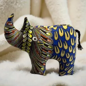 Authentic Kitenge Fabric Rhino | Soft Plush Toy & Vibrant Home Decor Accent