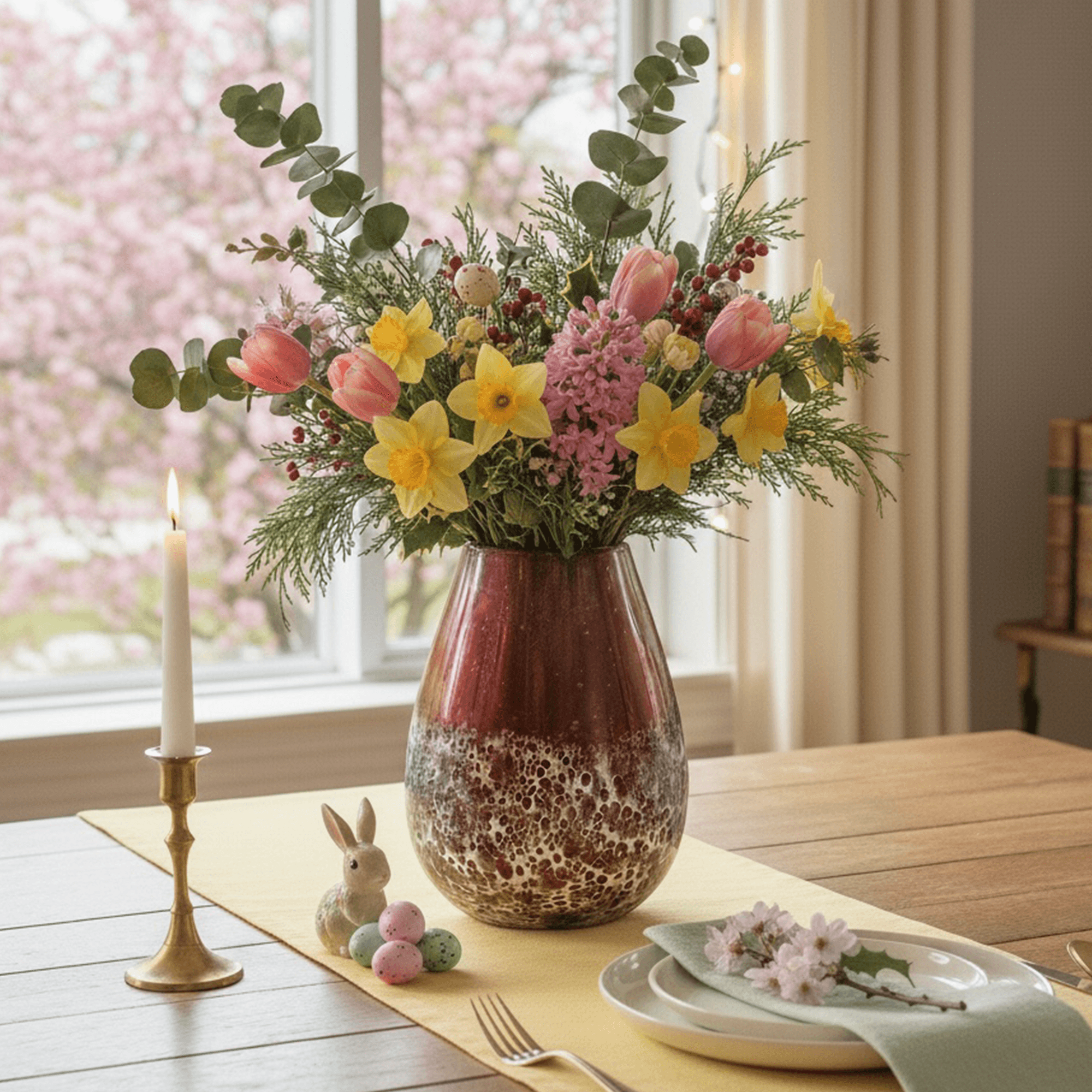Upcycled Maroon Painted Glass Vase - Image 6