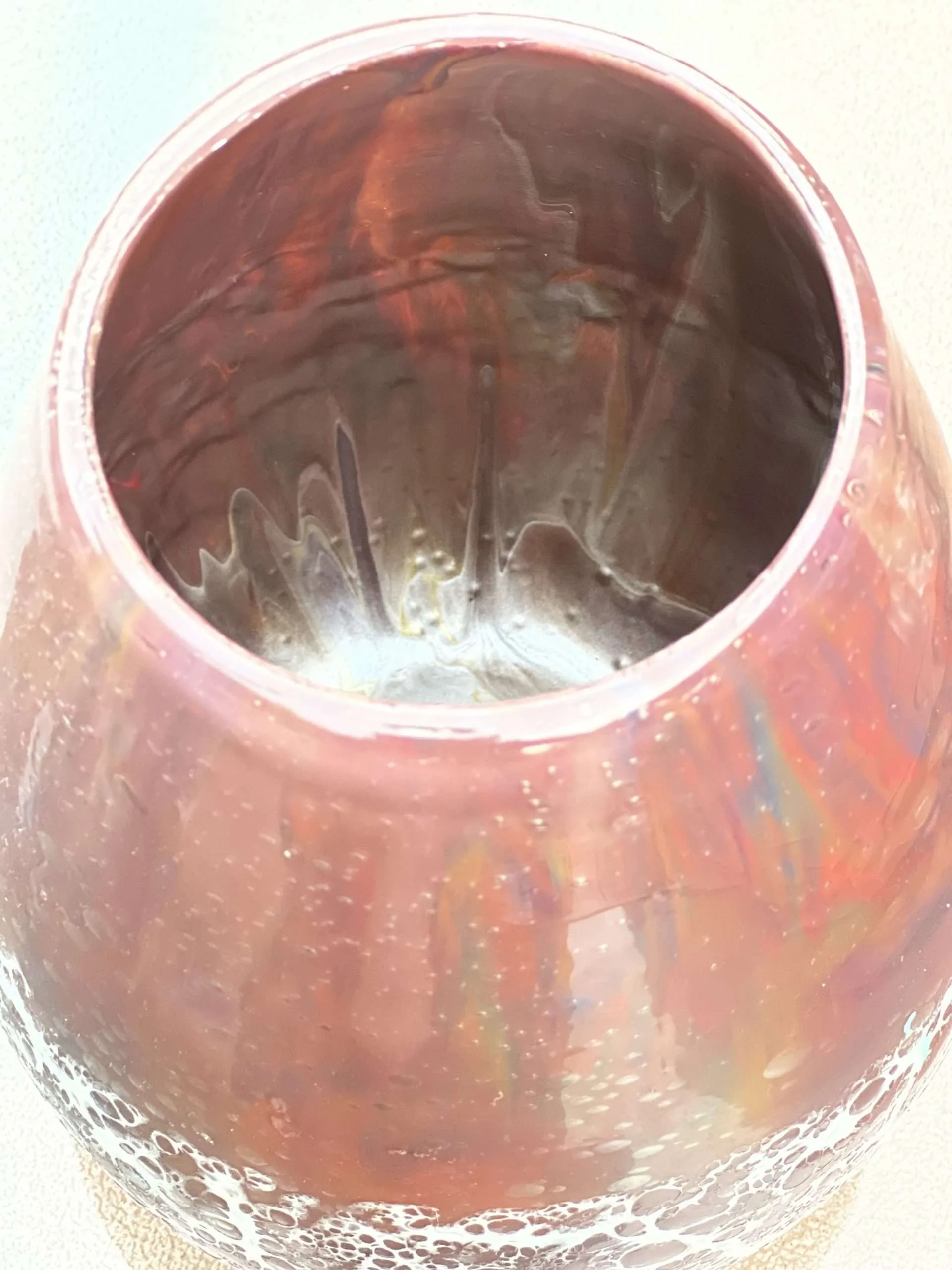 Upcycled Maroon Painted Glass Floral Vase - Image 3