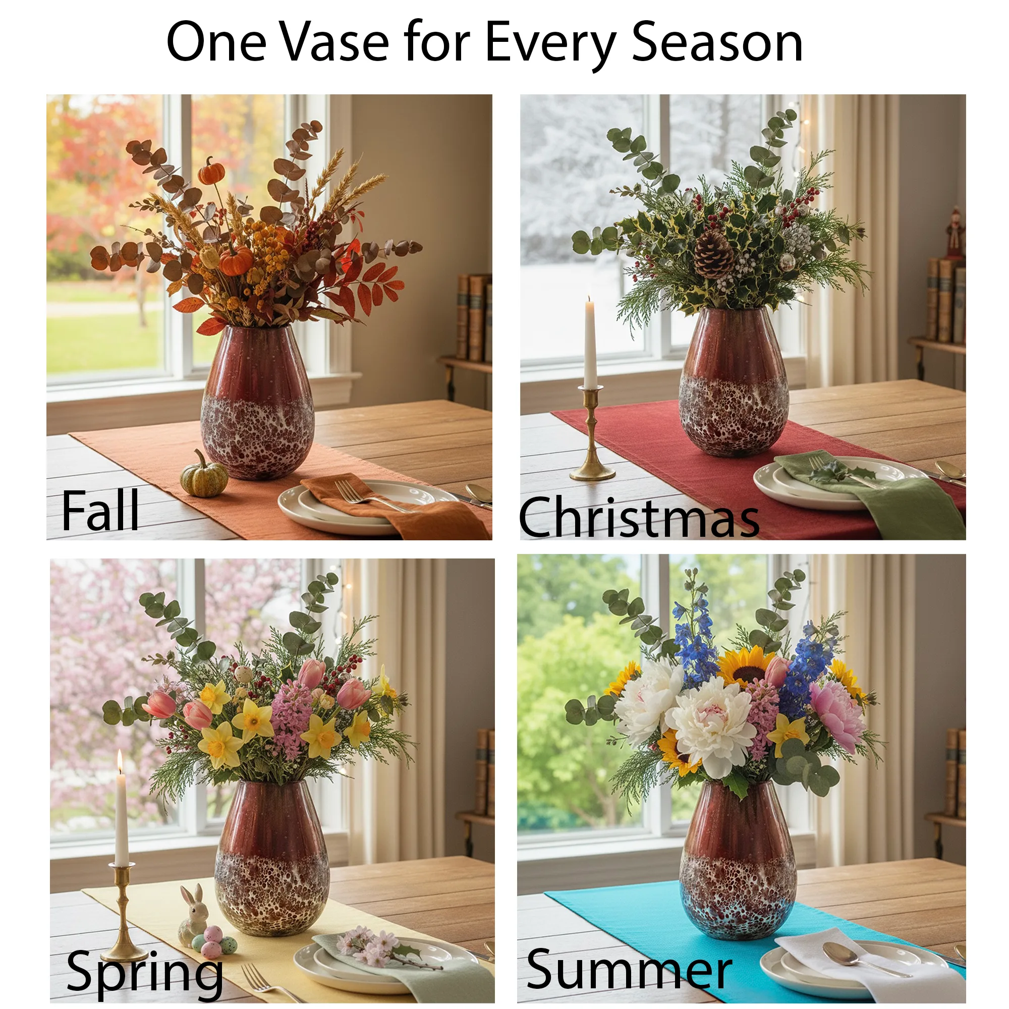Upcycled Maroon Painted Glass Floral Vase - Image 8