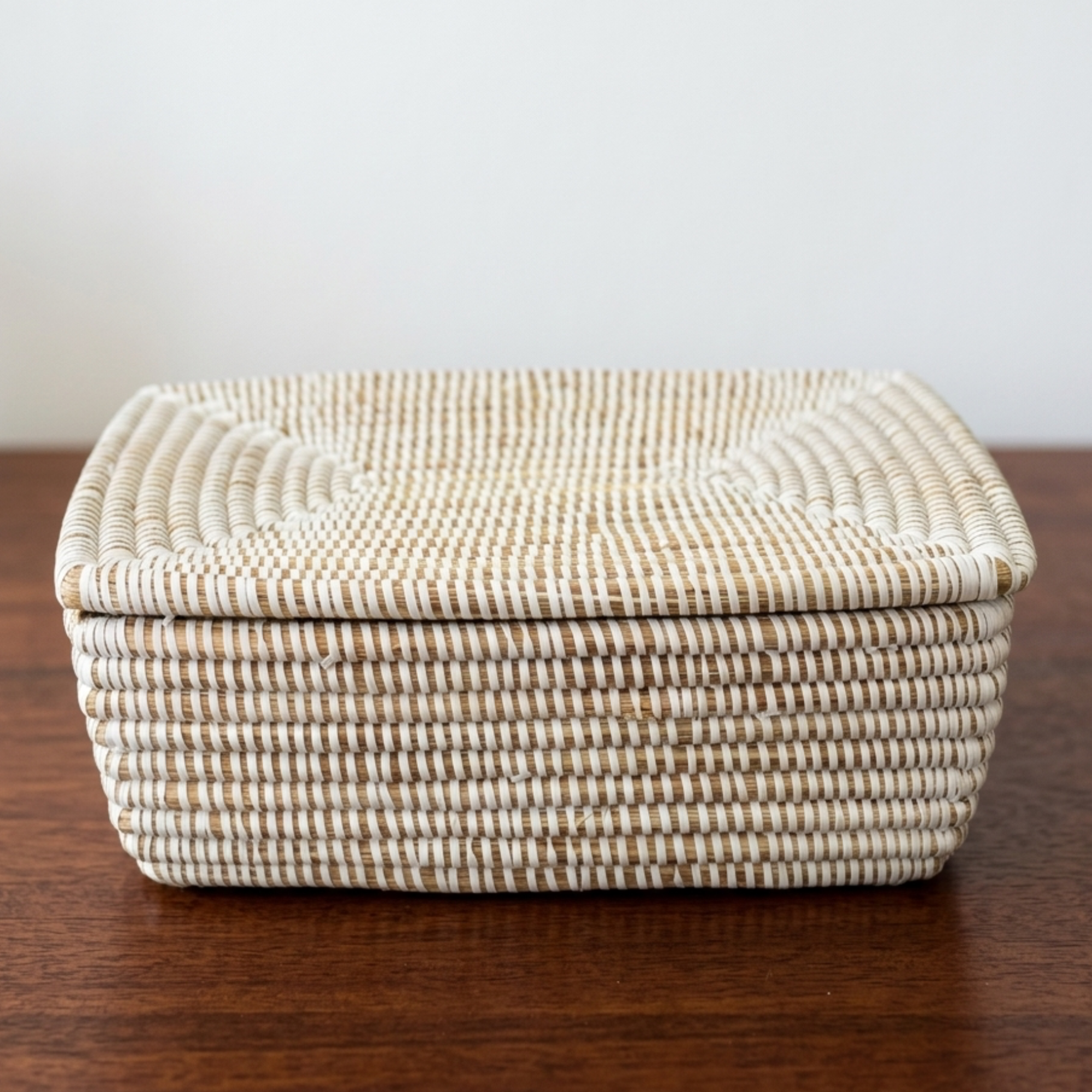 Lidded Senegalese Storage and Organization Baskets in Rectangular Shape - Various Colors - Image 2
