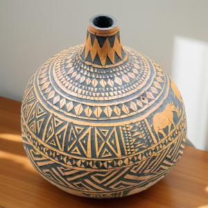 Handcarved African Calabash Gourds with Safari Animal Scenes and Symbolic Cultural Patterns - Various Sizes