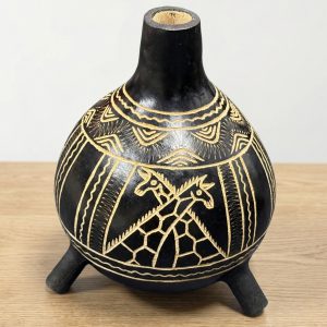 Handcarved African Calabash Gourds with Safari Animal Scenes and Symbolic Cultural Patterns - Various Sizes