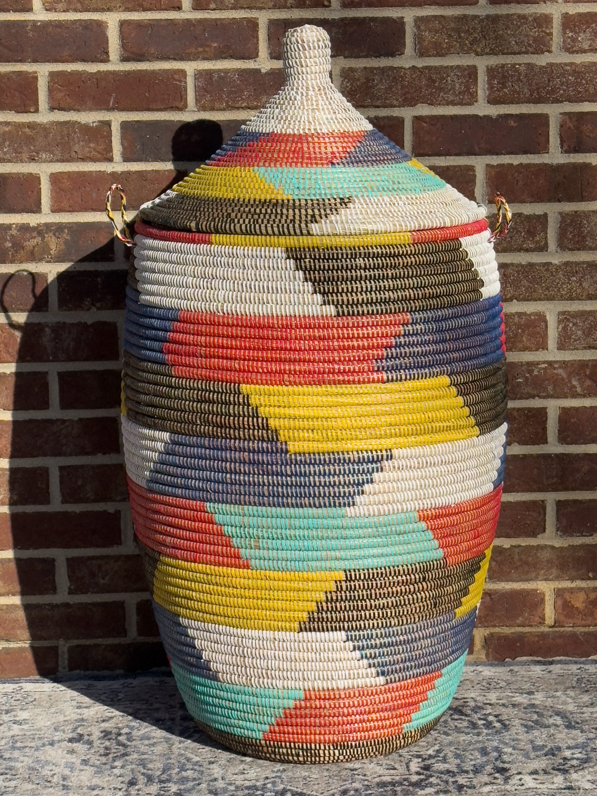 Vibrant Woven Extra-large Senegalese Laundry Hamper Storage Basket in Rainbow Colors - Image 2