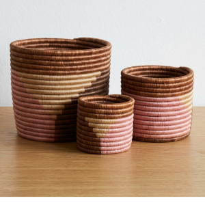 Handwoven African Sisal Vase, Planter, Storage Baskets - Set of 3