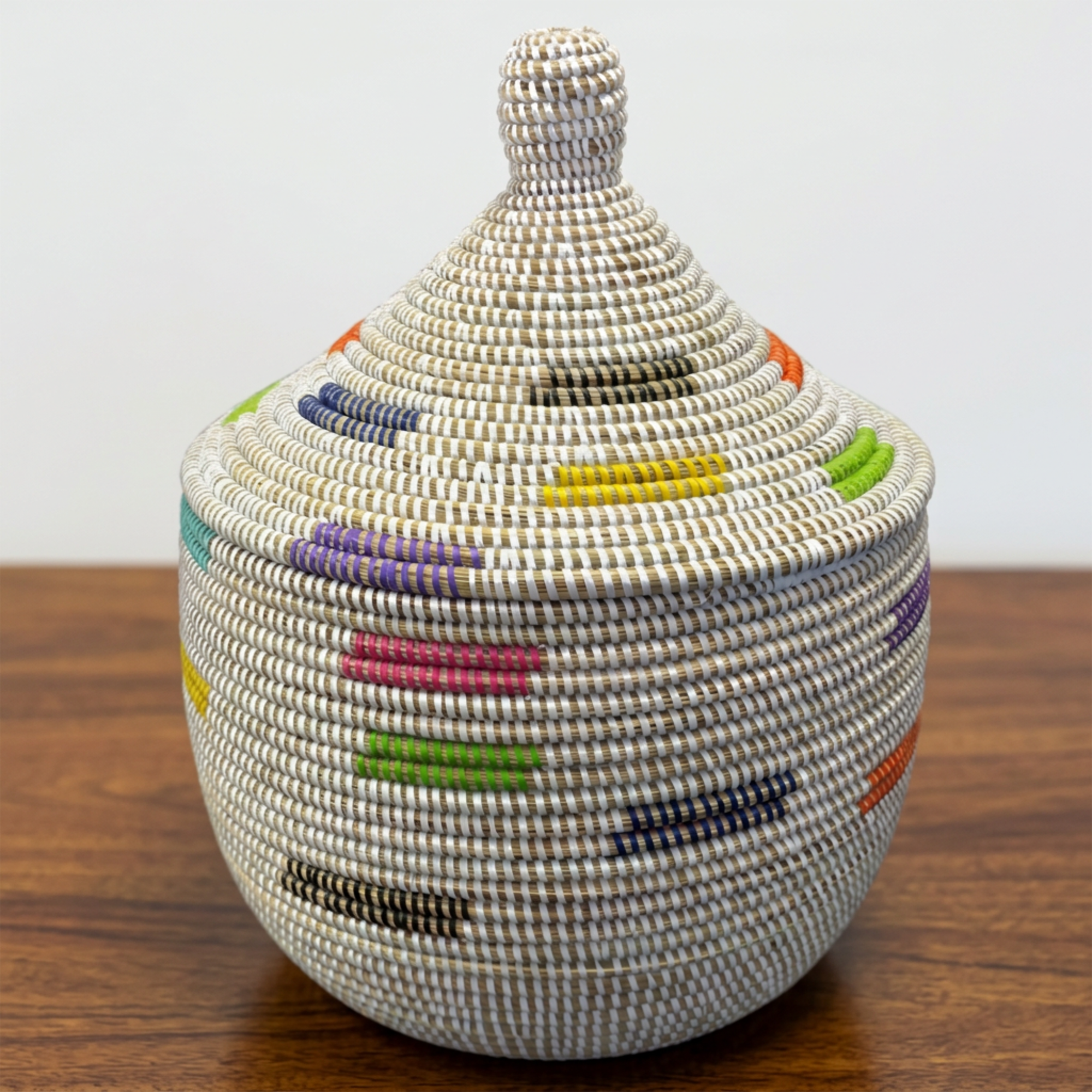 Colorful Senegalese Cone Lidded Warming Storage Baskets - Various Colors and Sizes - Image 10