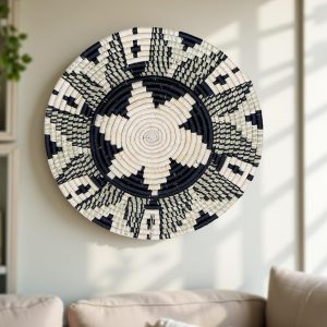 Kaleidoscope Design Raffia Wall Plate Basket - Various Colors and Sizes