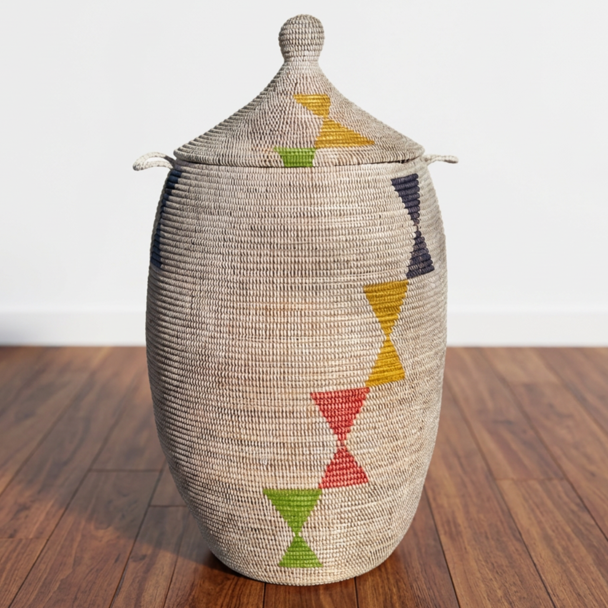 Vibrant Woven Extra-large Senegalese Laundry Hamper Storage Basket in Rainbow Colors