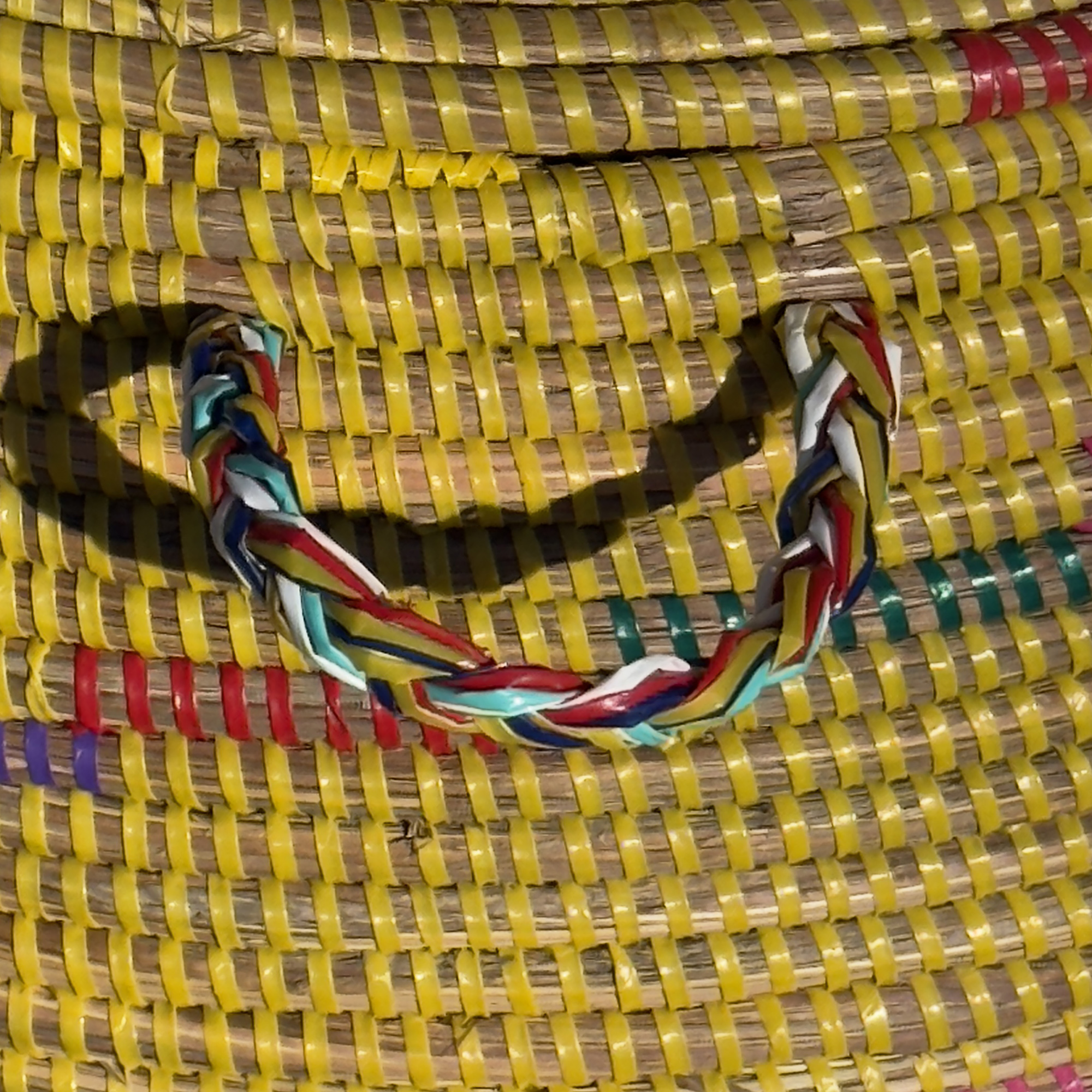 Vibrant Woven Extra-large Senegalese Laundry Hamper Storage Basket in Yellow and White - Image 5