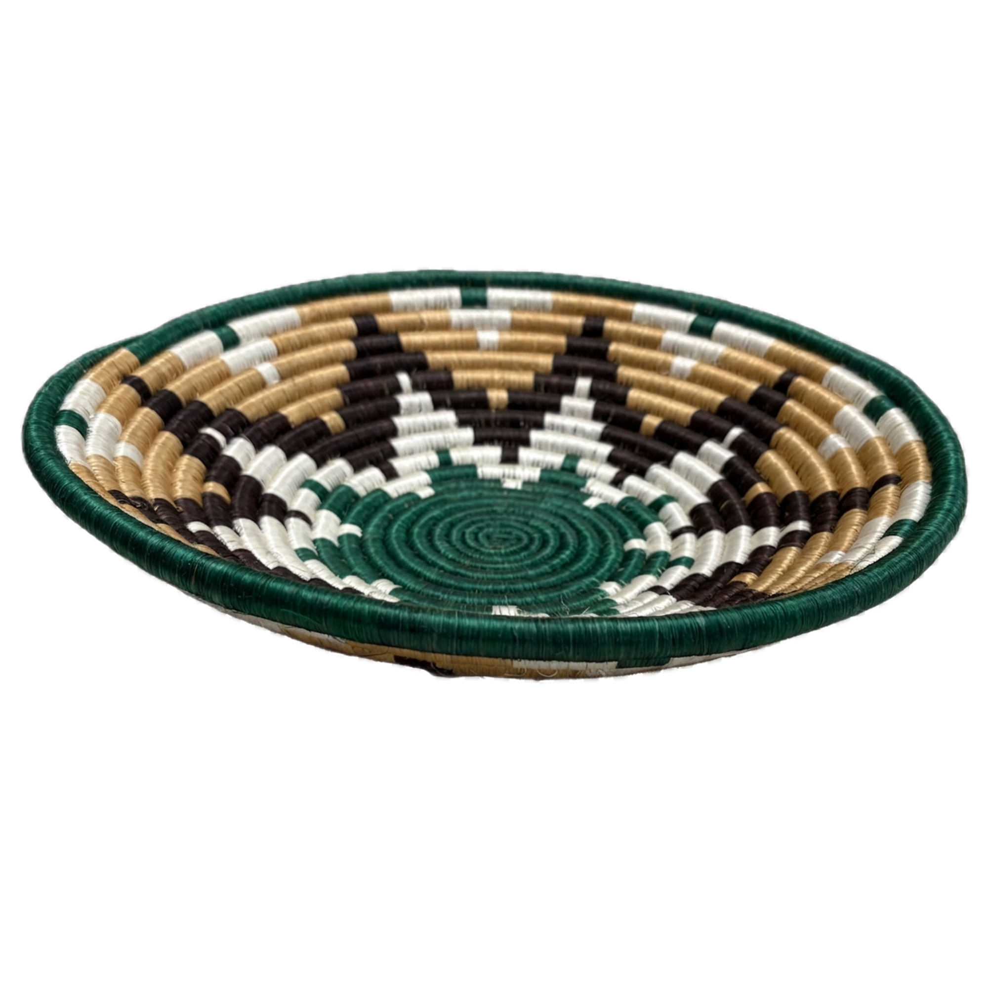 Handwoven African Sisal Basket Bowl in Dark Green, Black, Tan - Various Sizes - Image 2