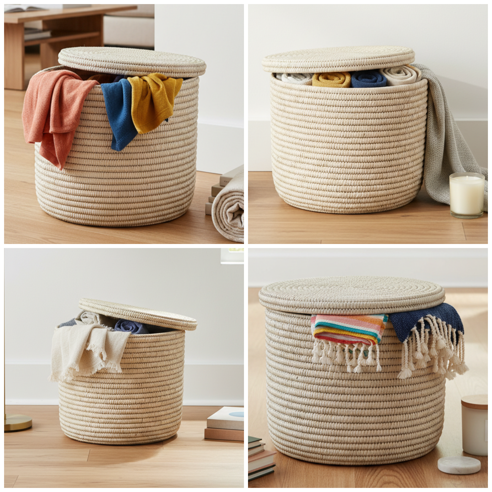 Turkana Palm Lidded Storage Baskets with Handle - Various Sizes - Image 6