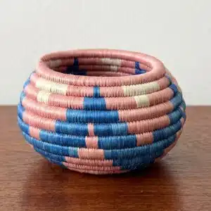 Handwoven Trinket Baskets for Small item Storage and Organizing in Pink, Blue