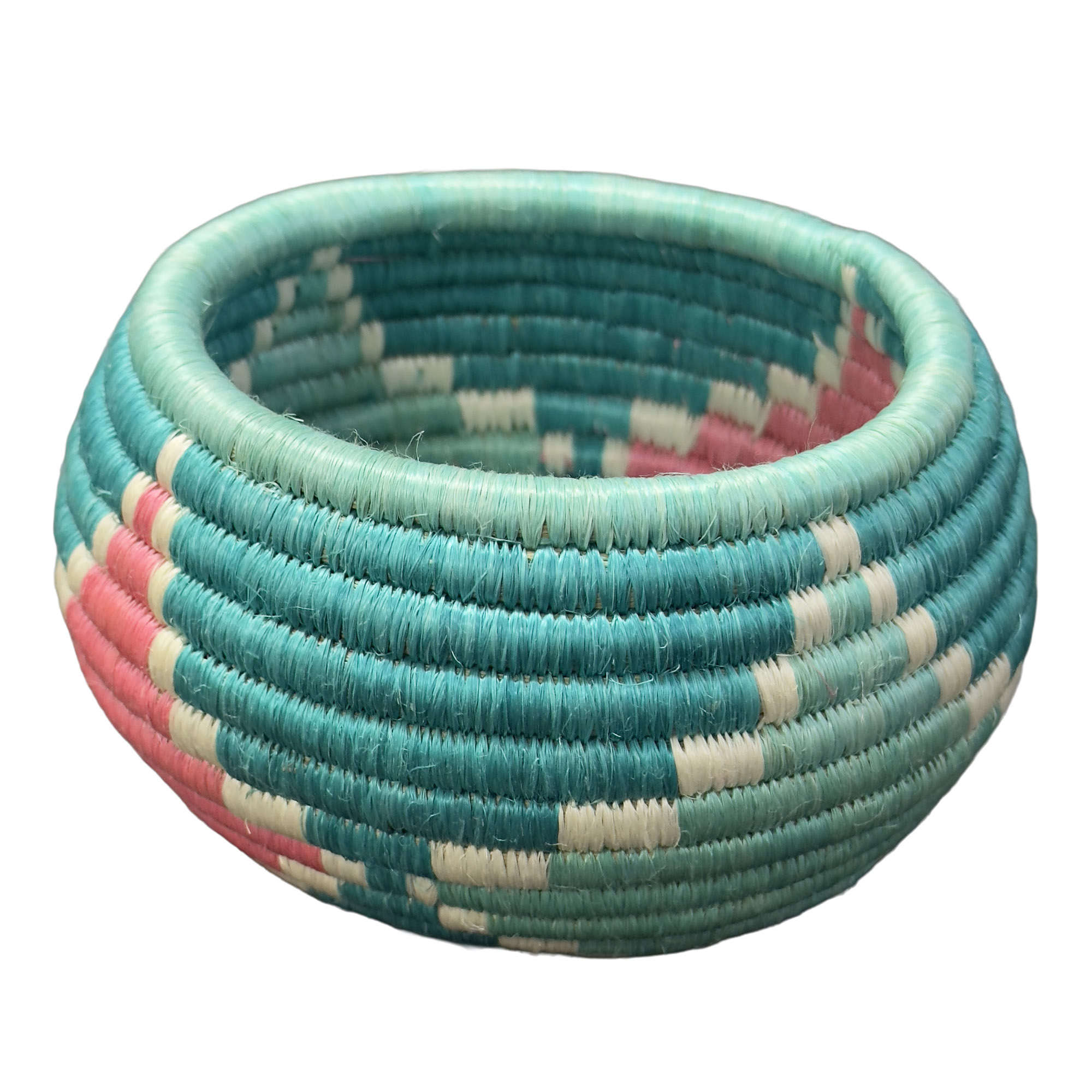 Handwoven Trinket Baskets for Small item Storage and Organizing in Pink, Turquoise - Image 2