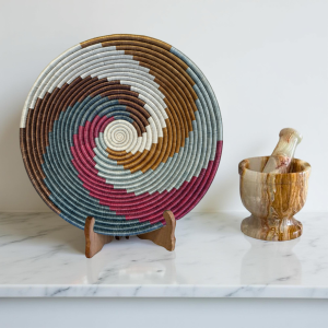 Handwoven African Sisal Basket Bowl in Multi-Colored Swirl - Various Sizes