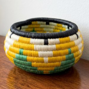 Handwoven Trinket Baskets for Small item Storage and Organizing in Green, Yellow, Natural