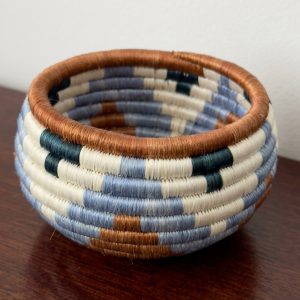 Handwoven Trinket Baskets for Small item Storage and Organizing in Brown, Green, Blue